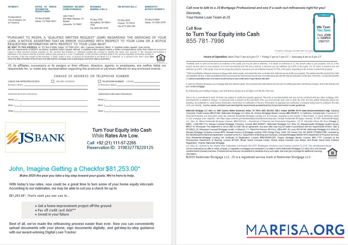 Printable Pakistan JS mortgage loan statement in Word and PDF formats , 4 3 4 real example